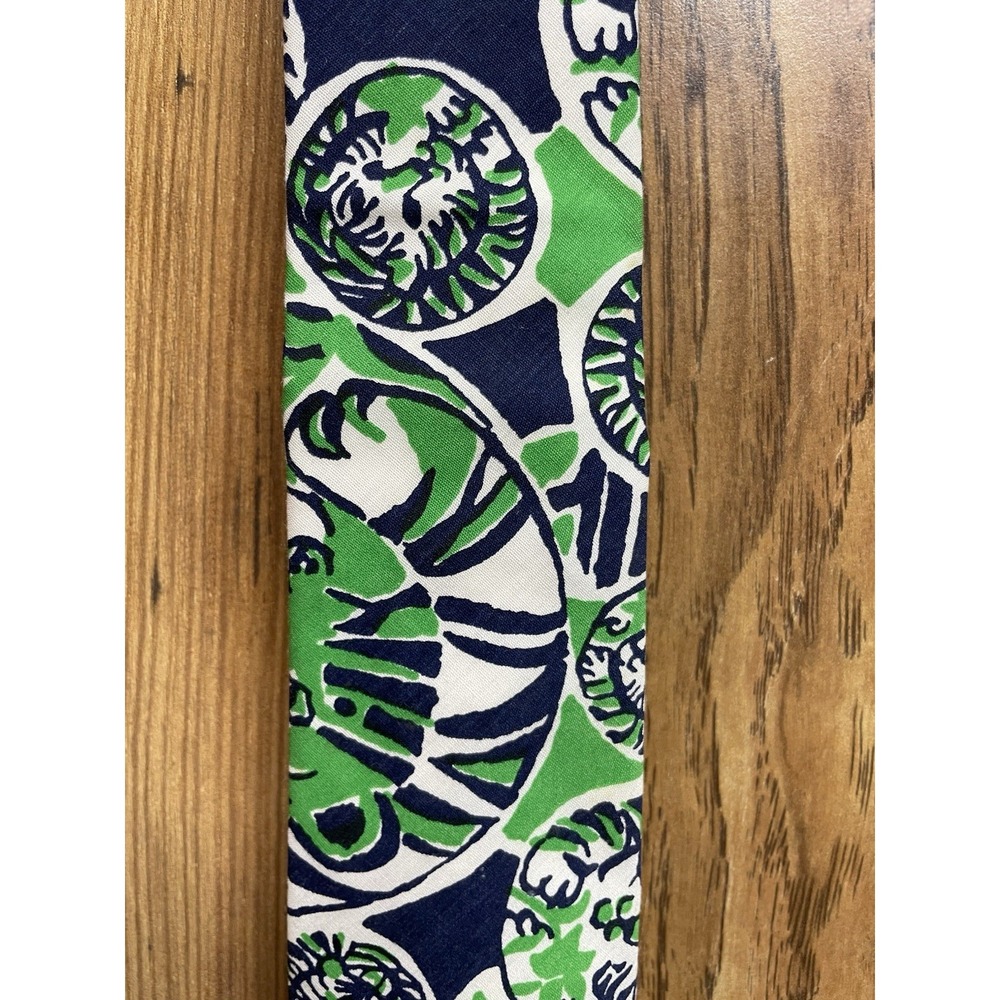 RARE Vintage Lilly Pulitzer 70’s Mens Tie Tiger Palm Beach Green Tropical‎